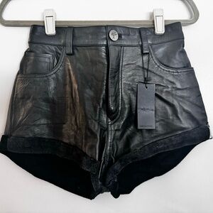New with tags black leather shorts